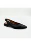 Black Genuine Leather Low Heeled Women's Ballerina Shoes - 3
