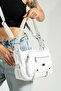 Woman's White Multi-Compartment Shoulder and Crossbody Bag