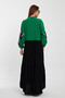 Women's Green Judge Collar Embroidered Color Block Long Length Shirt Dress Bcvl-24996 - 8