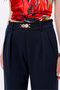 Women's Trousers Wide Leg Pleated Trousers Gold Buckle Palazzo Pants Navy Blue Women's Trousers Stylish - 5