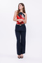 Women's Trousers Wide Leg Pleated Trousers Gold Buckle Palazzo Pants Navy Blue Women's Trousers Stylish - 7