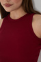 2-Piece Women's Halter Neck Ribbed Strap Zero Sleeve Crop Blouse - 4