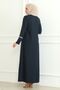 Embroidered Zippered Ferace Crepe Fabric Ferace - 4