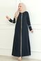 Embroidered Zippered Ferace Crepe Fabric Ferace - 7