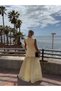 Women's Yellow Summer Knitwear Vest Chiffon Detailed Skirt Double Set - 8