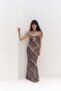 Diavonesta Lace Detail Low-Cut Mink Long Dress - 3