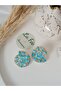 Blue Ceramic Pattern Earrings with Steel Earrings - Textured Polymer Clay Earrings Ethnic Bohemian Women's Earrings - 2