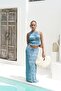 Sofi Transparent Blue Crop Skirt Suit - 2