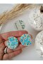 Blue Ceramic Pattern Earrings with Steel Earrings - Textured Polymer Clay Earrings Ethnic Bohemian Women's Earrings