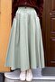 Pocket Detailed Flared Linen Skirt Mint Green - 3