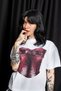 Corset Printed Relaxed Fit White Women's Tshirt - 4