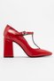 Omera Red Patent Leather Thick Heeled Women's Shoes - 6
