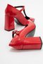 Omera Red Patent Leather Thick Heeled Women's Shoes - 4
