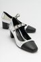 MIANO Silver Metallic Black Skin Buckle Women's Shoes