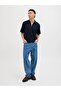 Men's Logo Embroidered Polo Neck Navy Blue T-Shirt - 8