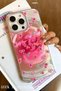 iPhone 13/14 Compatible Pink Rose and Bow Themed Hologram Ins Style Imd Premium Phone Case - 2