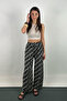 Black Patterned Viscose Draped Palazzo Trousers