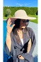 Wide Brim Powder Knitted Patterned Fashionable and Functional Hat Sun Protection Hsr2005 - 5