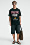 Nibble Men's Oversize 100% Cotton Printed Round Neck Black T-Shirt - 4