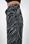 Black Patterned Viscose Draped Palazzo Trousers - 4