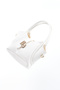 White Shk187 Faux Leather Hand, Arm and Shoulder Bag with Lock Detail and Adjustable Strap - 8