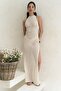 Yudha Backless Beige Knitwear Long Dress - 2