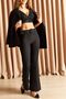 Women's Black High Waist Flared Trousers - 3
