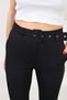Women's Black Coated Belted Fabric Trousers - 5