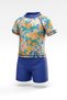 Boy's Multi-Colored T-Shirt and Bottom Swimsuit Set - 2