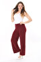 Women's Plus Size Burgundy Lycra Sandy Fabric Elastic Waist Pants 65N31842 - 2