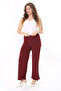Women's Plus Size Burgundy Lycra Sandy Fabric Elastic Waist Pants 65N31842 - 4