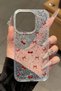 iPhone 14 Pro Compatible Glitter Transparent Glitter Premium Phone Case with Red Bow and Cherry - 2