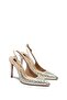 Women's Stiletto Evening Dress Stone Embroidered Pointed Toe Open Back Heeled Shoes 4150
