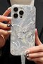 iPhone 16 Pro Max Case Shiny Hologram Butterfly Pattern Shock Absorbing Silicone with Camera Protection - 3
