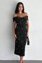 Luxurious Black Evening Dress – Stone Embroidered Off-The-Shoulder Pencil Dress Special Event Elegance 405 - 5
