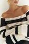 Wora Striped Knitwear Beige Long Dress - 8