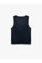 Aerobin Fabric Sleeveless Degaje Collar Satin Blouse - 4