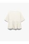 Short Sleeve Bow Detailed Textured Tie Front Blouse - 4
