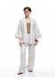 Wide Half Sleeve Linen Kimono with Pockets - 2