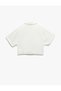 Short Sleeve Classic Collar Tie Detail Pocket Crop Oversize Blouse - 4