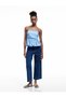High Waist Wide Leg Ribbed Buttoned Jean Trousers - Culotte Jeans