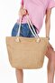 Women's Beach Bag Straw Jute Fabric Bag Hand Bag Shoulder Bag Beach Bag