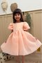 Salmon Karolin Balloon Skirt Balloon Sleeves Ribbon Girl's Baby Girl Dress