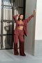 Melia Lace Detail Claret Red Triple Set