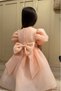 Salmon Karolin Balloon Skirt Balloon Sleeves Ribbon Girl's Baby Girl Dress - 8