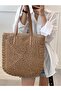 Square Knitted Summer Seaside Vacation Beach Bag with Zippered Lined Pocket - 5