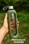 Motivational Glass Water Bottle 1 Liter - Borosilicate Bottle with Hourly Goals - 3