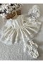 Organic Muslin Fabric Lace Detailed Ecru Baby Mevlid Dress Set - 3