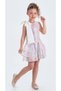 Collar Bow Sparkly Sequin Fabric Girls' Evening Dress M00702 Ecru