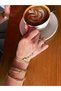 Gold-Colored Elegant Stone Detailed Hand Chain Bracelet - Women's Stylish Jewelry" - 2